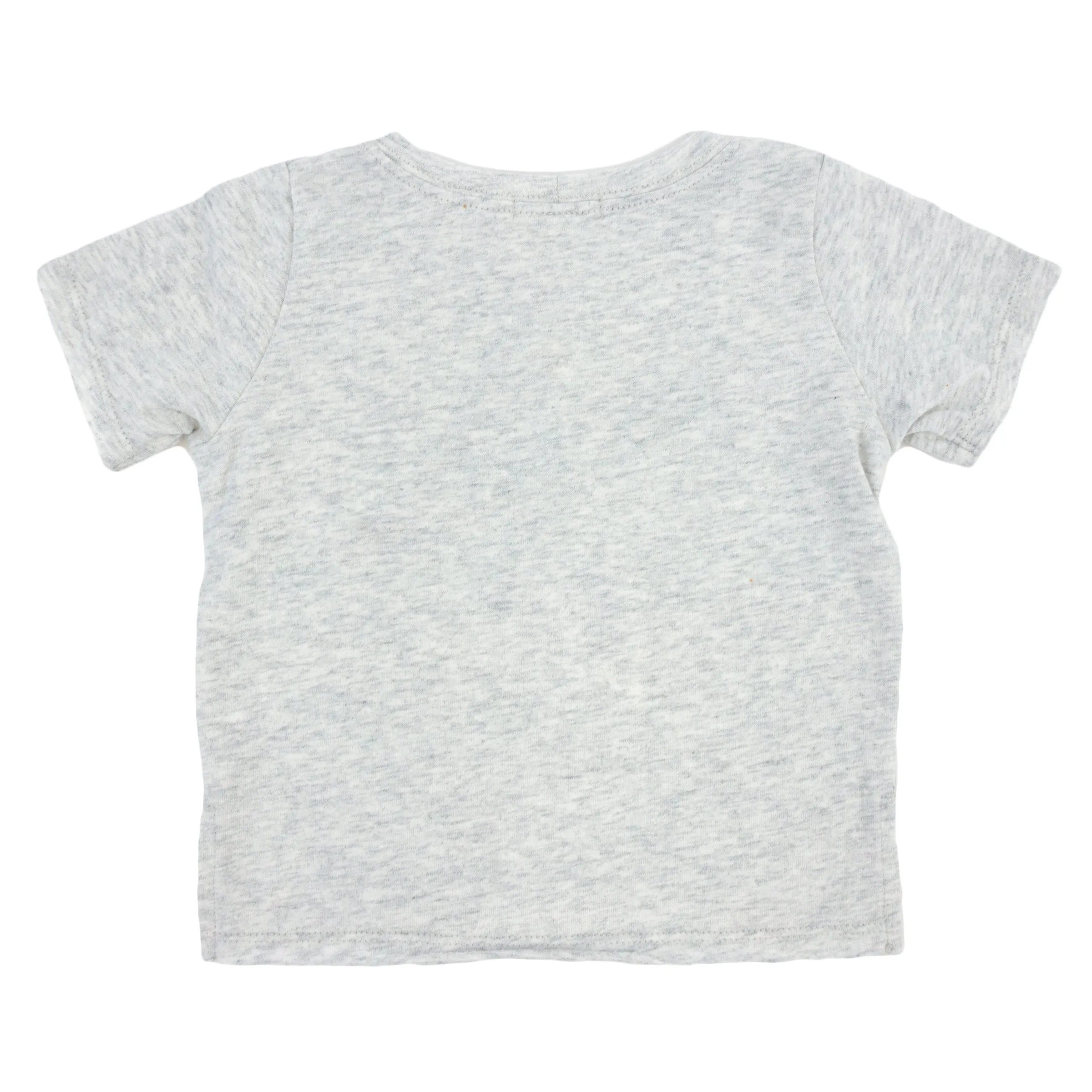 oh baby! Raw Edge Short Sleeve Cotton Slub Tee - Dinosaur Applique - Heather Gray