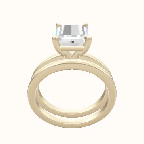 Open Solitaire Engagement Ring With Standard Four Prong Head and Matching Band