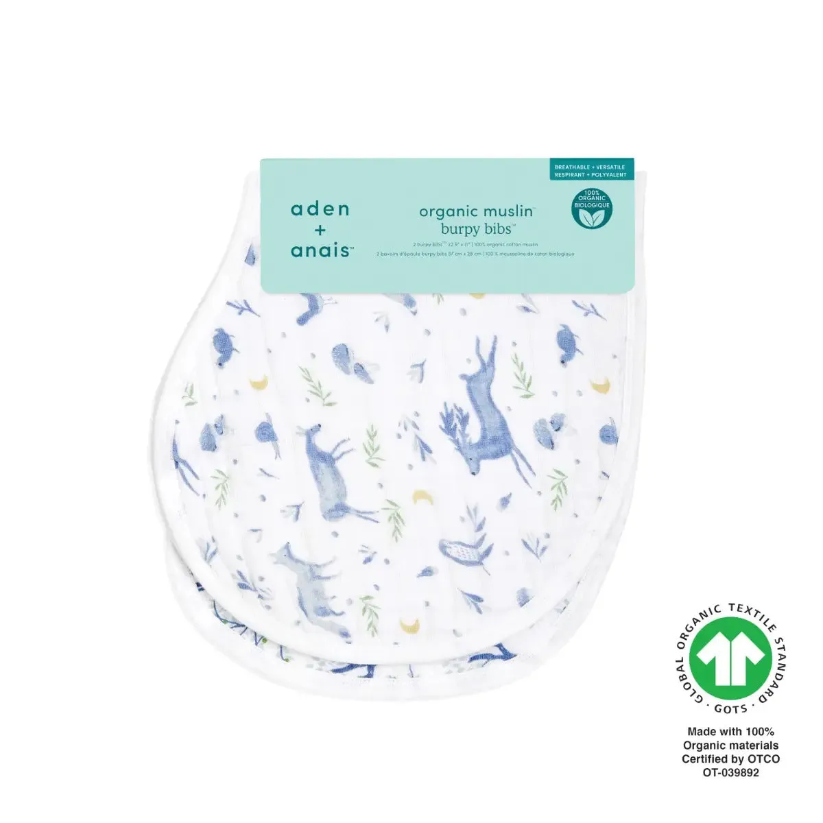 Organic Cotton Burpy Bibs 2-Pack - Sleepy Forest