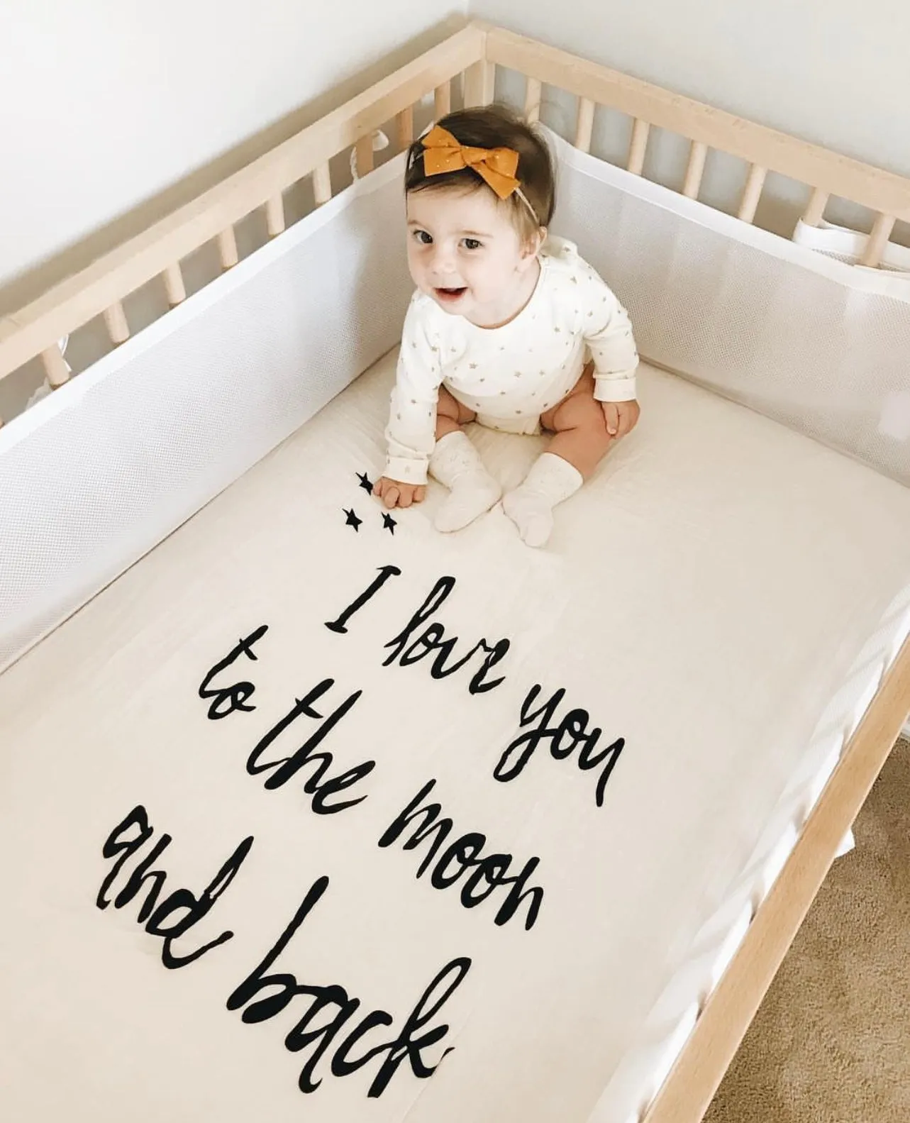 ORGANIC CRIB SHEET -  I LOVE YOU TO THE MOON AND BACK