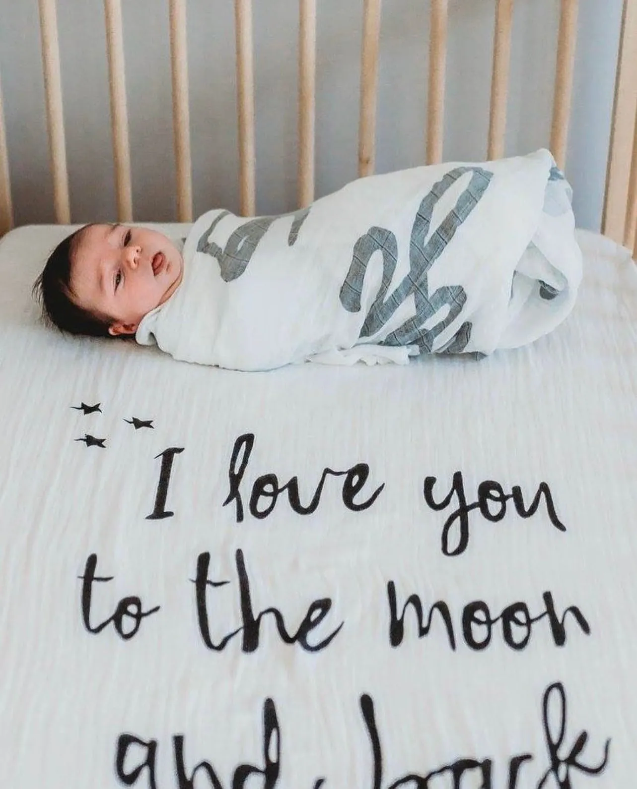 ORGANIC CRIB SHEET -  I LOVE YOU TO THE MOON AND BACK