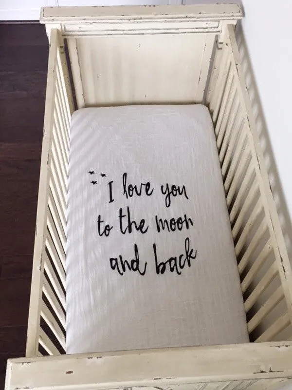 ORGANIC CRIB SHEET -  I LOVE YOU TO THE MOON AND BACK