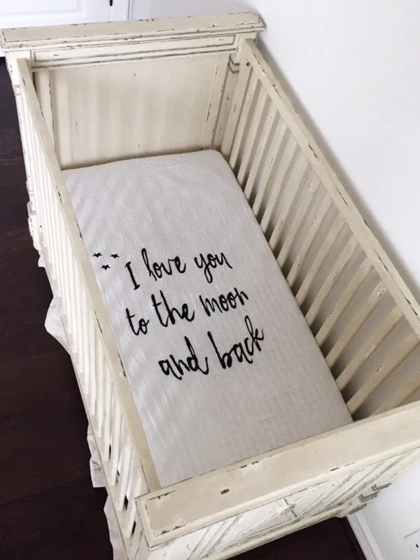 ORGANIC CRIB SHEET -  I LOVE YOU TO THE MOON AND BACK