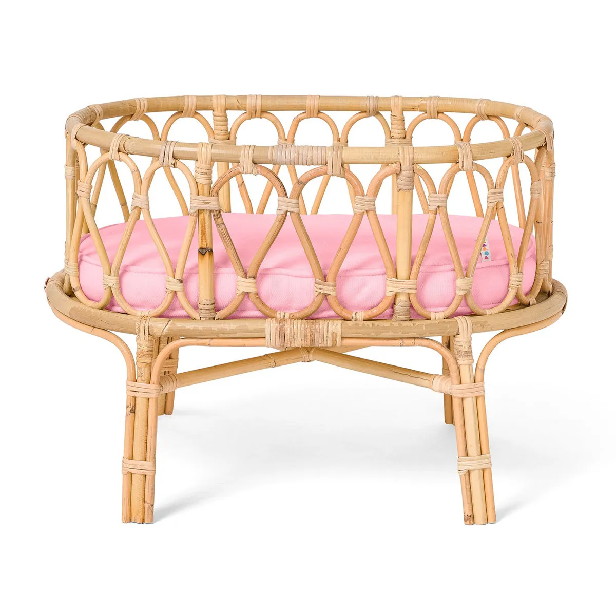 Poppie Rattan Doll Crib - Pink