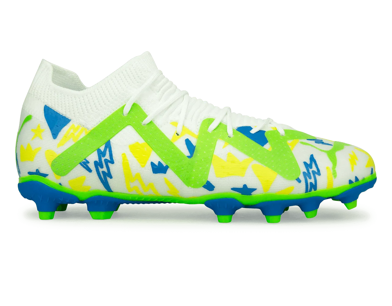 PUMA Kids Future Match x Neymar FG/AG White/Blue/Lemon