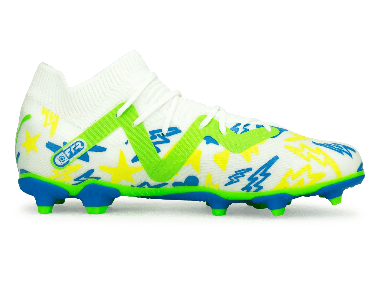 PUMA Kids Future Match x Neymar FG/AG White/Blue/Lemon