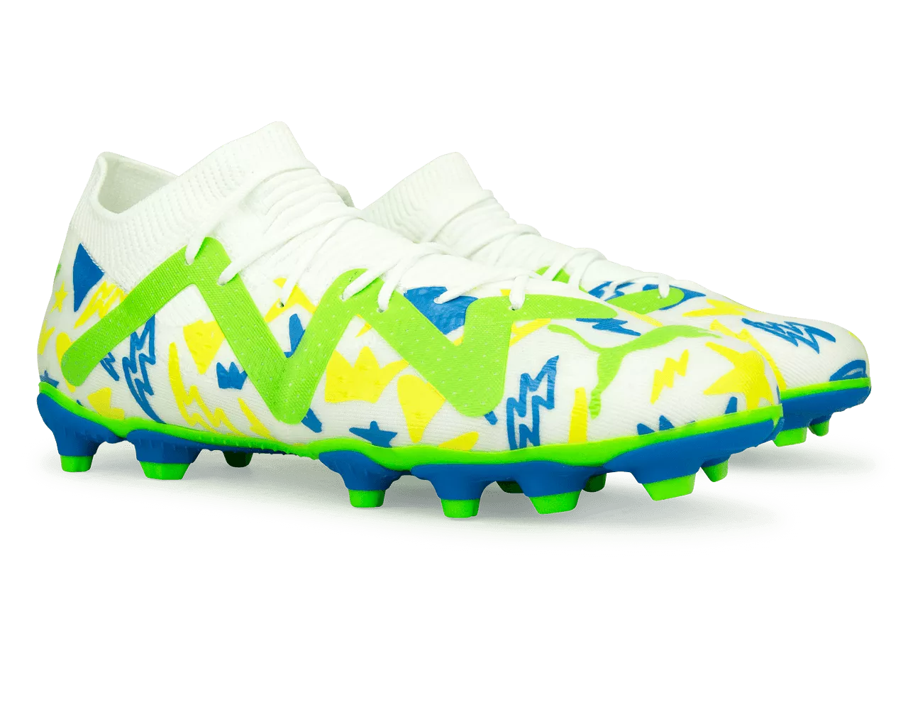 PUMA Kids Future Match x Neymar FG/AG White/Blue/Lemon