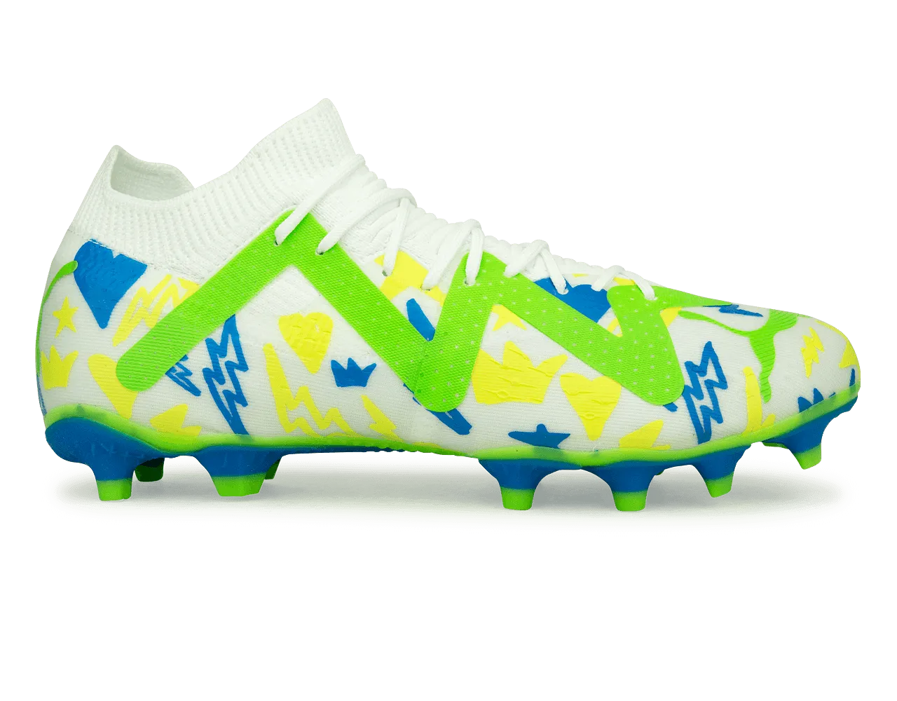 PUMA Men's Future Match x Neymar FG/AG White/Blue/Lemon