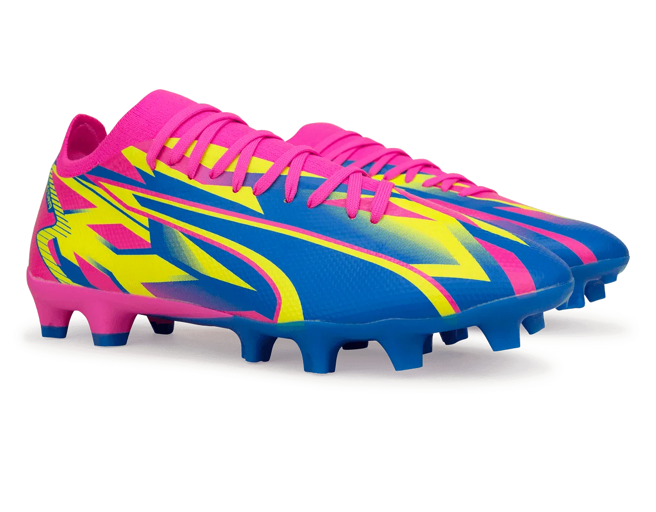 PUMA Men's Ultra Match Energy FG/AG Pink/Blue/Yellow