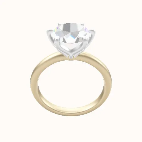 Rounded Solitaire Engagement Ring With Petal Six Prong Head