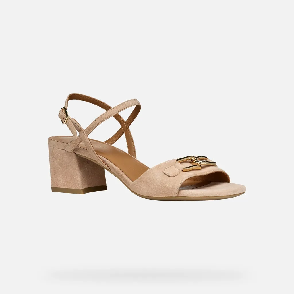 SANDALI CON TACCO GEOX DONNA D NEW ERAKLIA 50 A - CAMOSCIO  NUDE D45RNA 00021 C8156