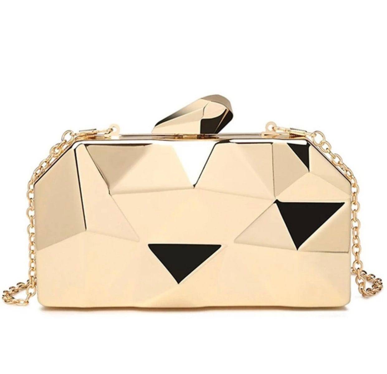 Shiny Metal Geometrical Evening Clutch