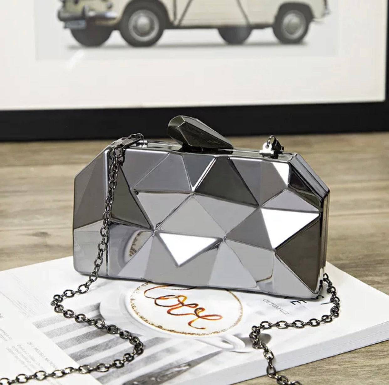 Shiny Metal Geometrical Evening Clutch