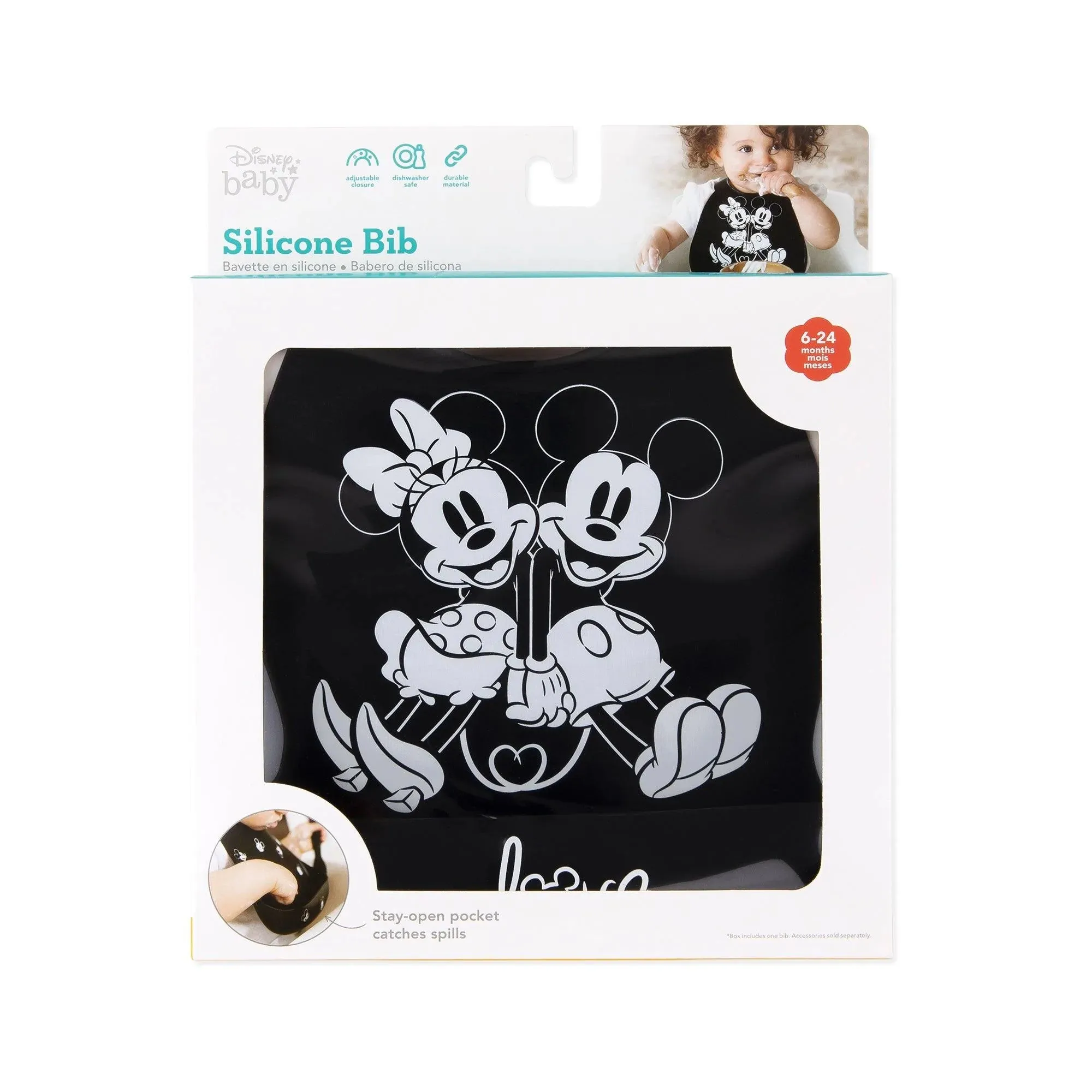 Silicone Bib: Mickey + Minnie Mouse