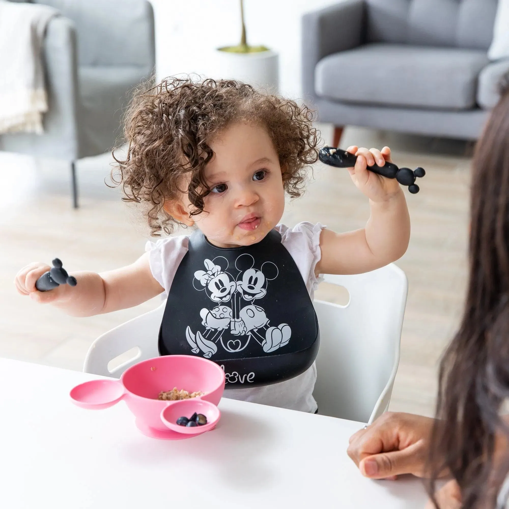 Silicone Bib: Mickey + Minnie Mouse