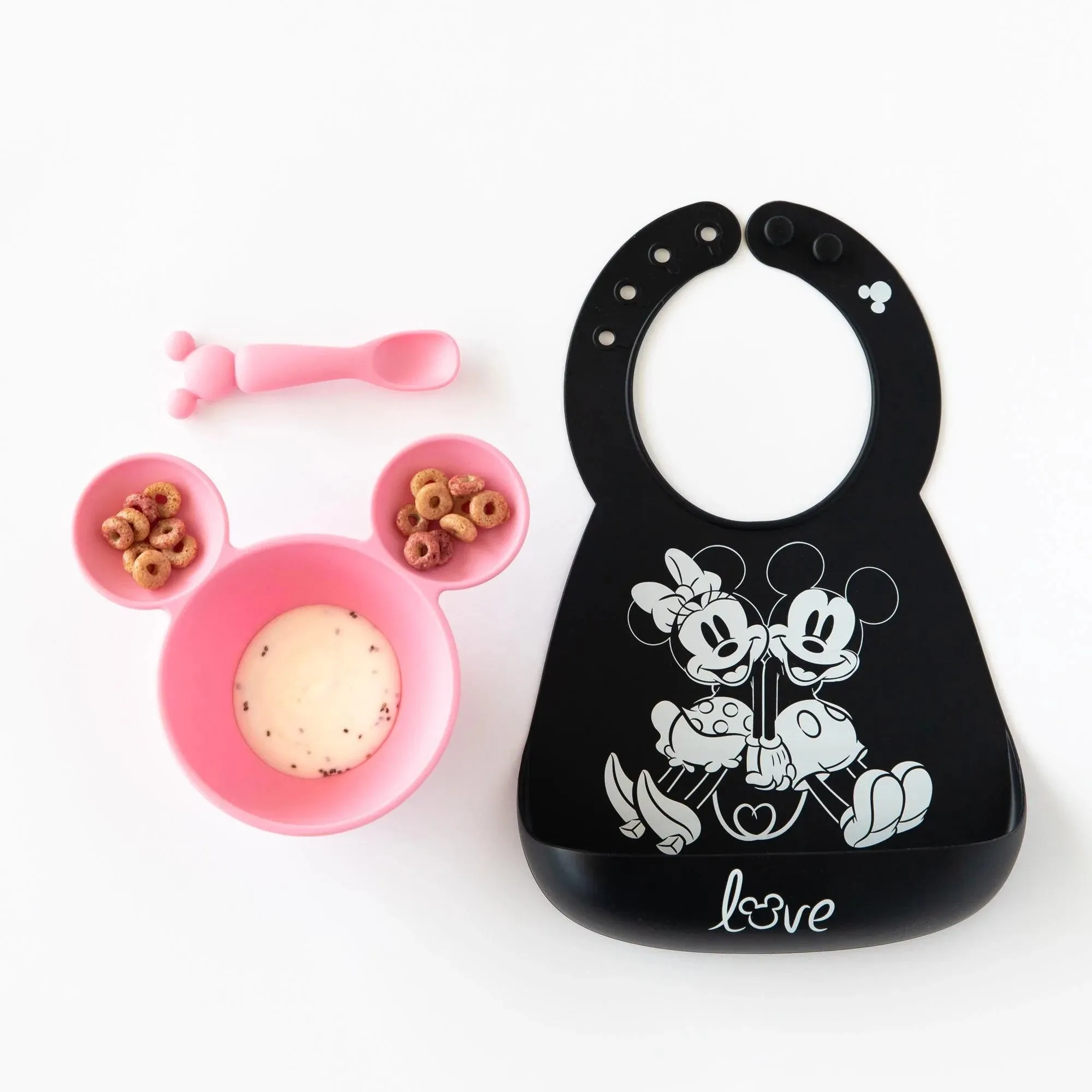 Silicone Bib: Mickey + Minnie Mouse