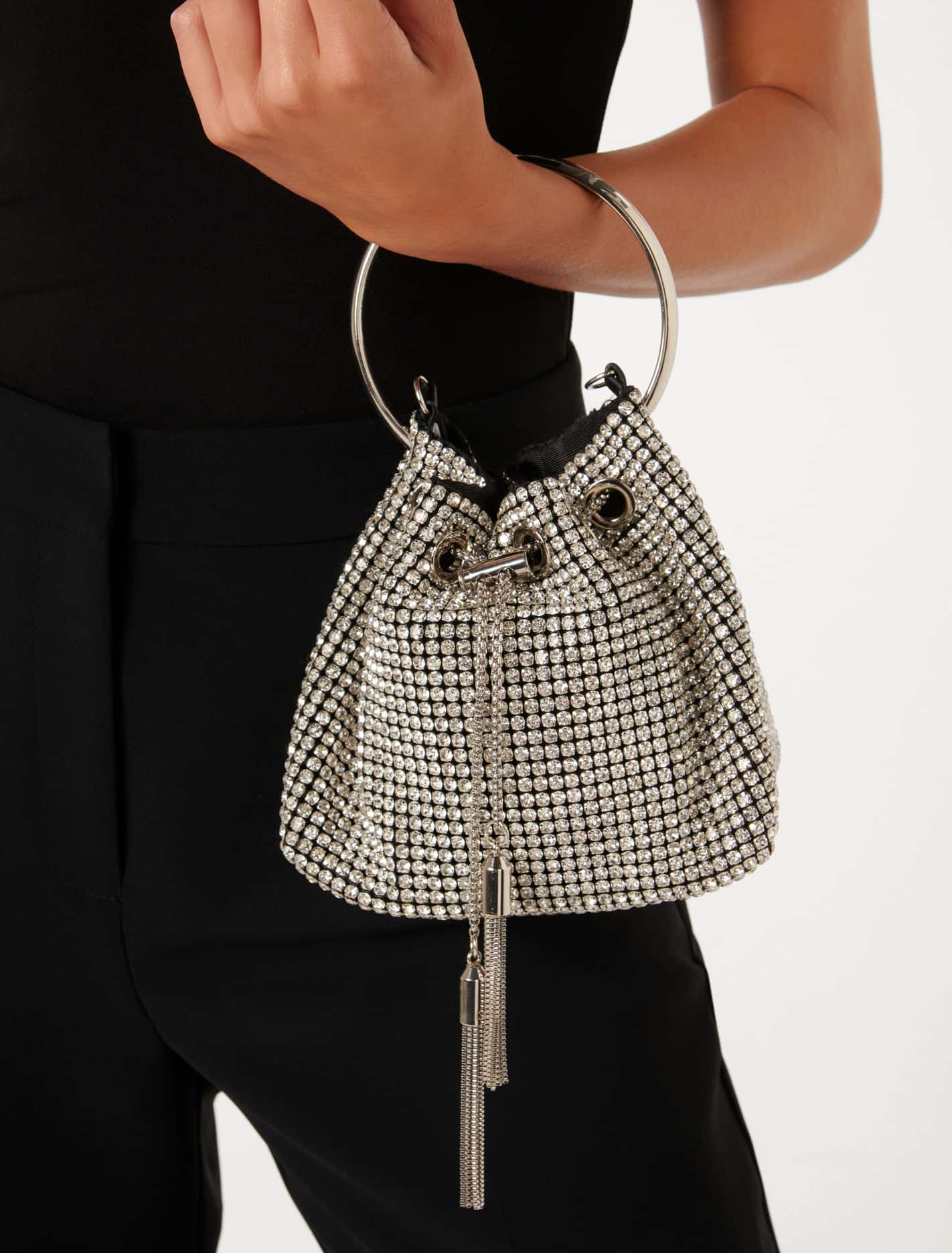 Skylah Sparkle Metal Handle Clutch