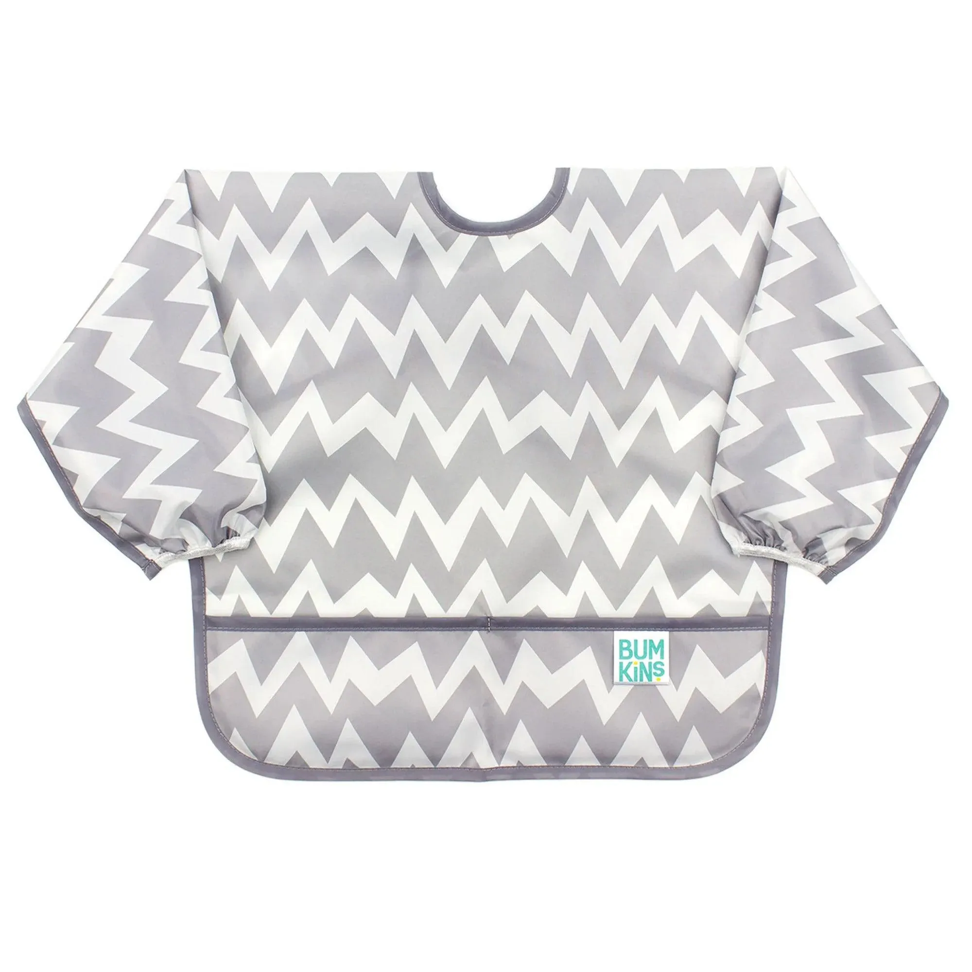 Sleeved Bib: Gray Chevron