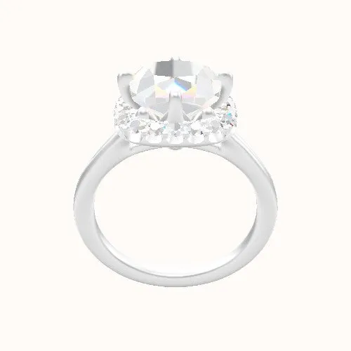 Split Cathedral Engagement Ring With Petal Prong Halo Head