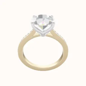 Tapered Channel Set Engagement Ring With Petal Four Prong Head