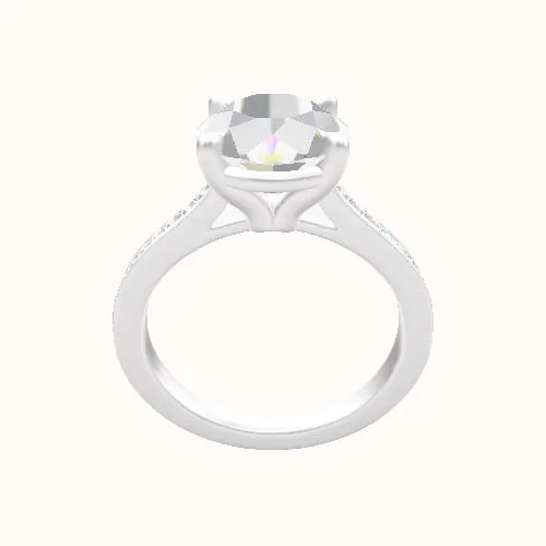 Tapered Channel Set Engagement Ring With Standard Four Prong Head