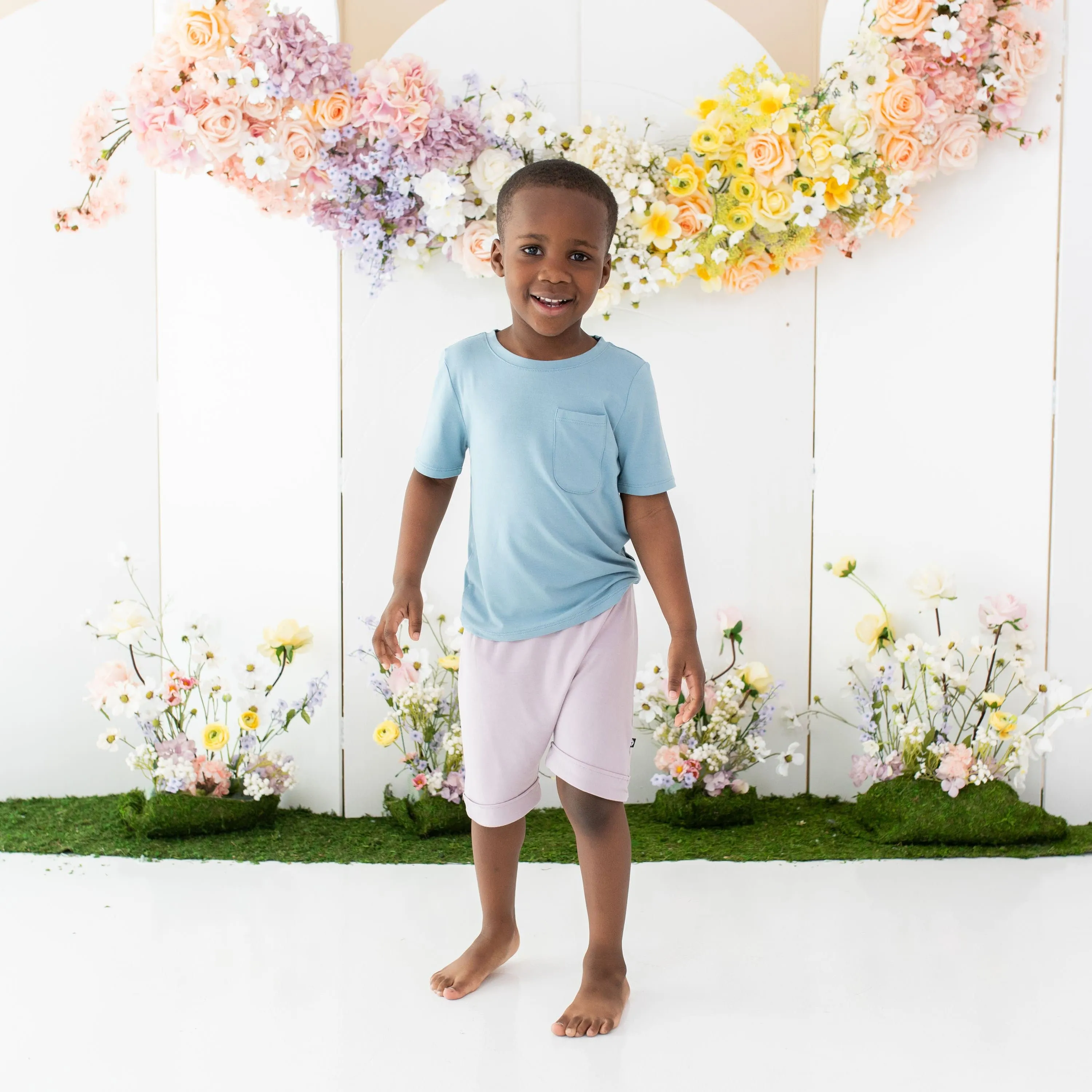 Toddler Crew Neck Tee in Dusty Blue