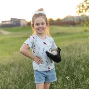 Toddler V-Neck Tee in Vintage Baseball