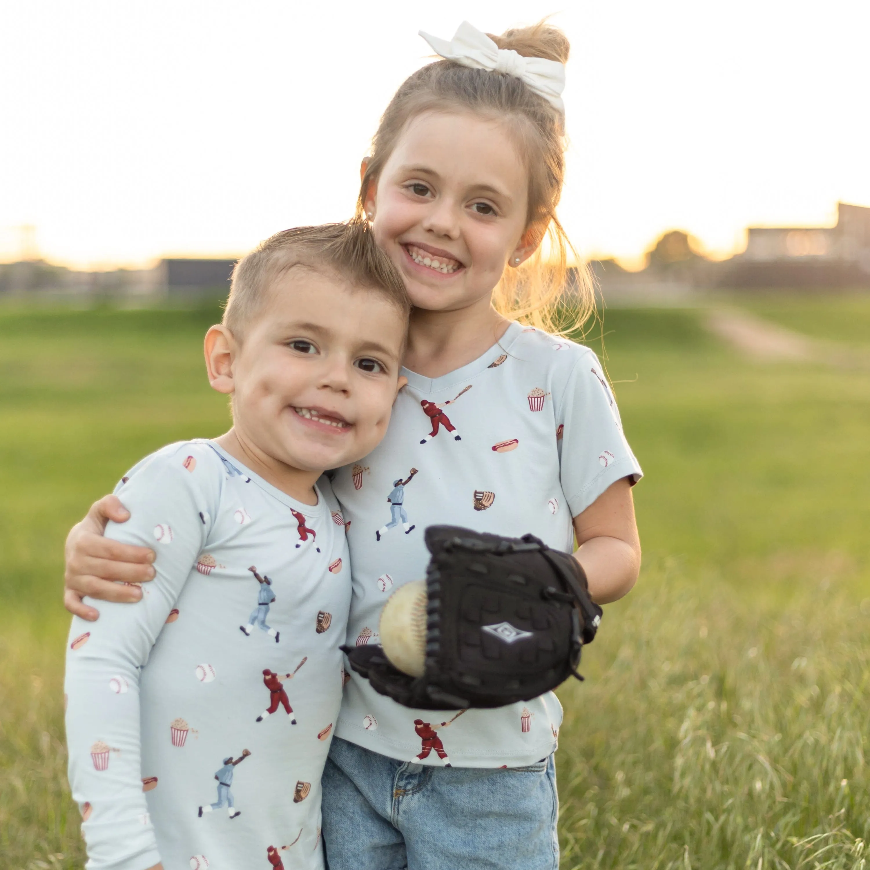 Toddler V-Neck Tee in Vintage Baseball