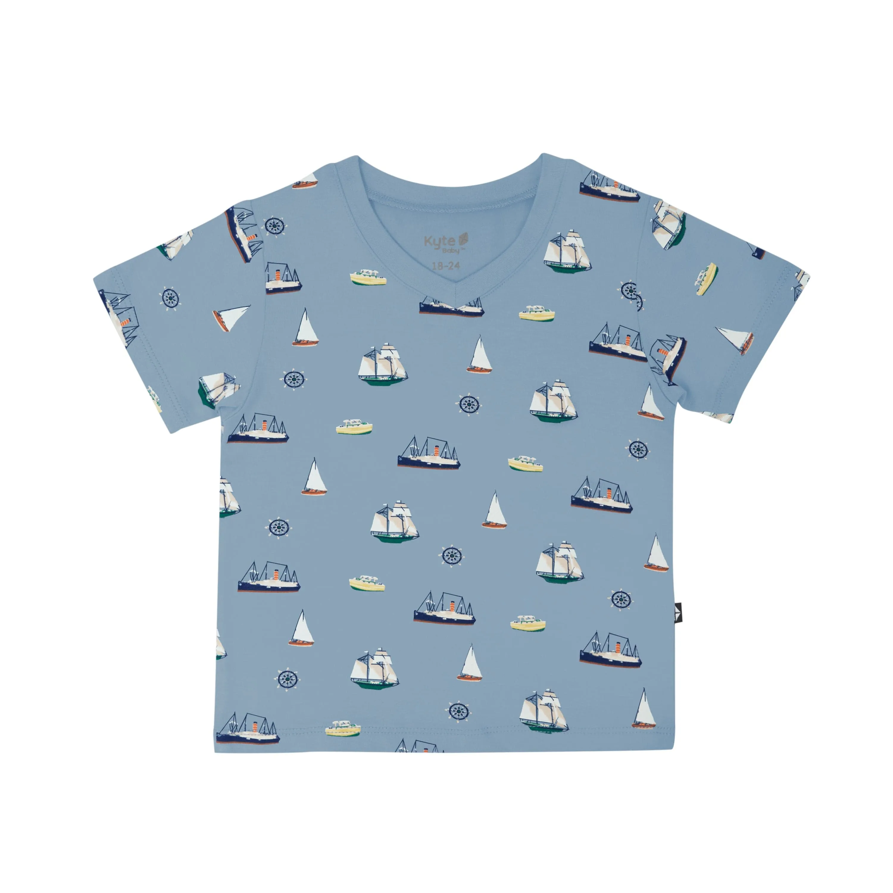 Toddler V-Neck Tee in Vintage Boats