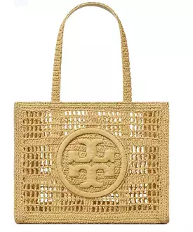 Tory Burch Ella Hand Crocheted Small Tote Bag - Natural