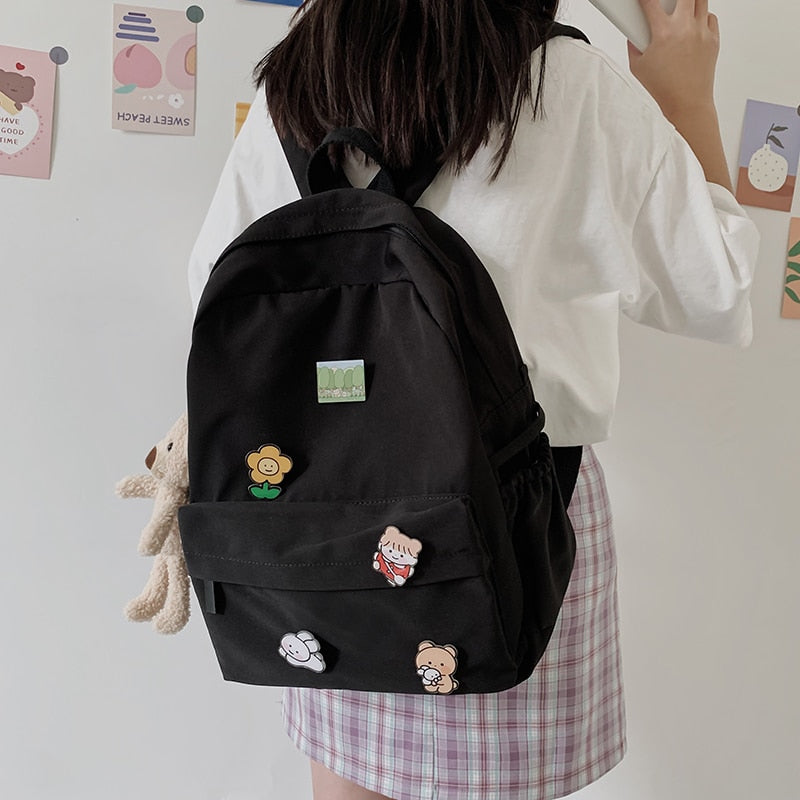 Women Nylon Cute   Women Backpack Bear Female Student College School Bag