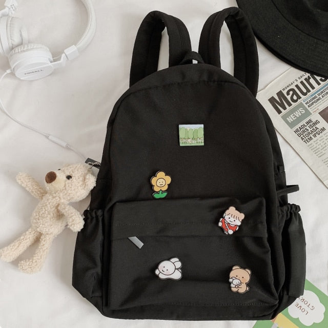 Women Nylon Cute   Women Backpack Bear Female Student College School Bag