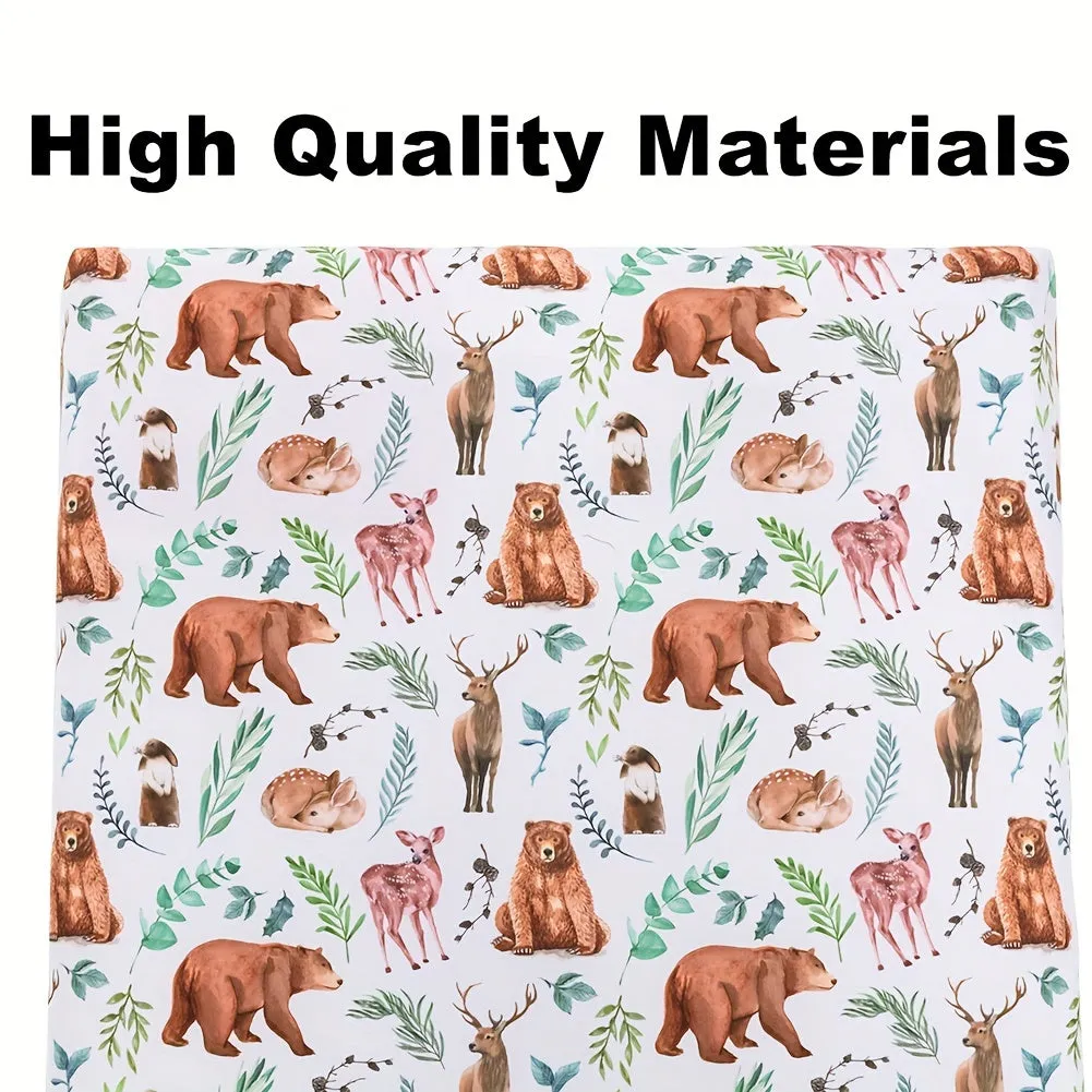 Woodland Forest Animals Baby Crib Sheets Unisex 4Pack Set